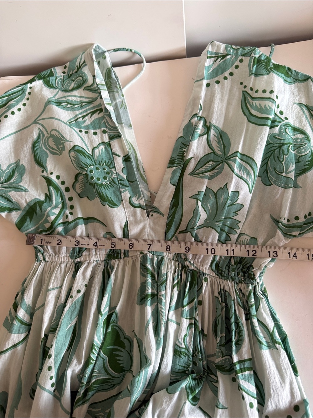 Haute Hippie Style Green Floral Tiered Boho Maxi Resortwear Coverup Dress size S - Picture 5 of 6